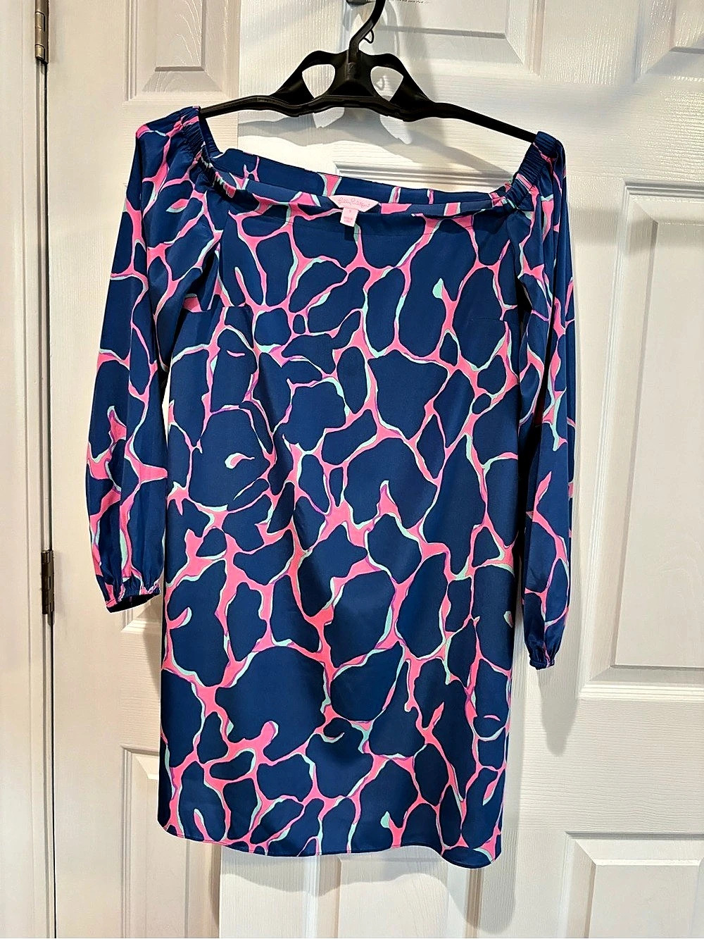 Lilly Pulitzer Laurana Off-the-Shoulder Dress Blue & Pink Small